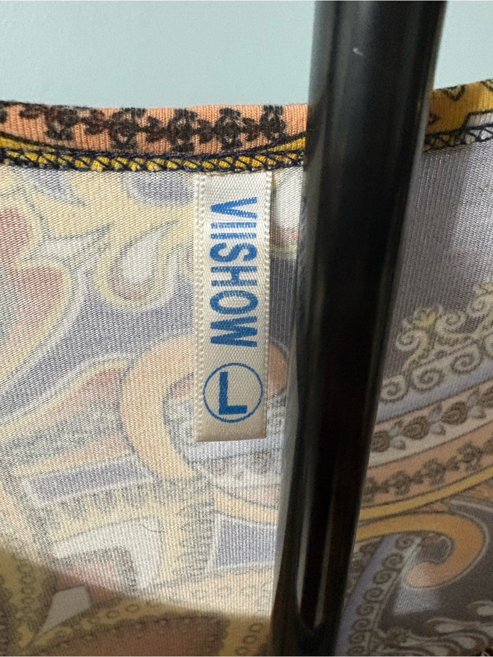 Navy Paisley Midi Dress with Yellow & Orange Accents by Viishow - Picture 2 of 5